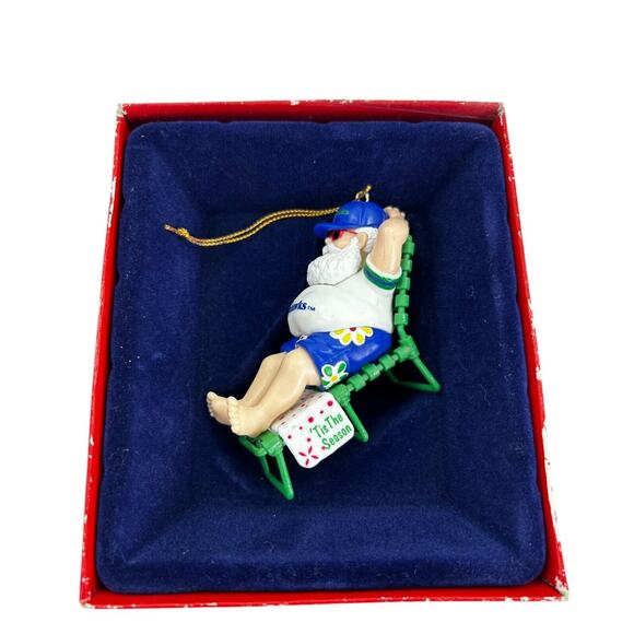 Seattle Seahawks Vintage Russ Christmas Ornament Santa Sunbathing Lounging 7485 - Picture 4 of 6